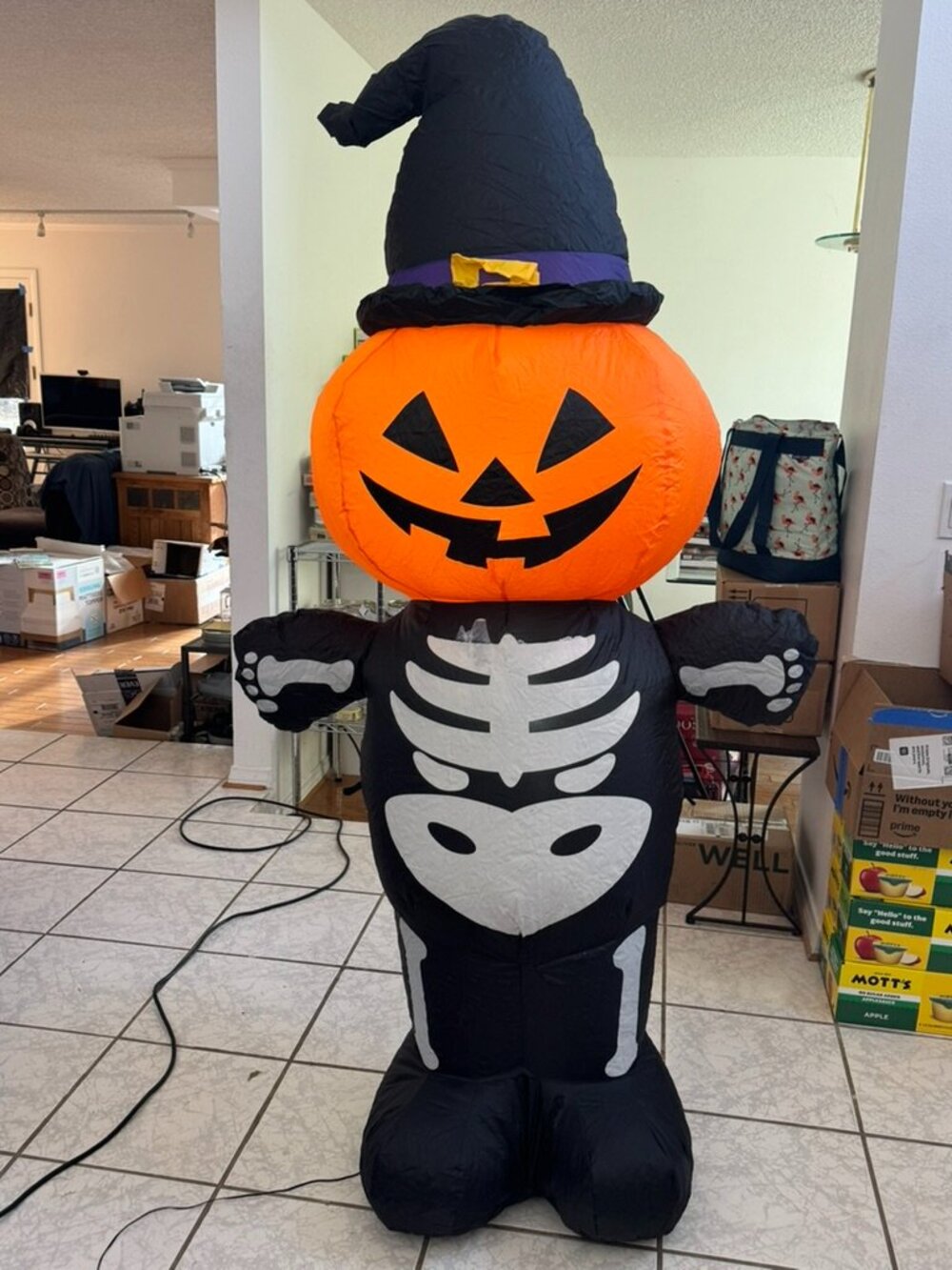 5ft Halloween Inflatable Pumpkin Head Skeleton